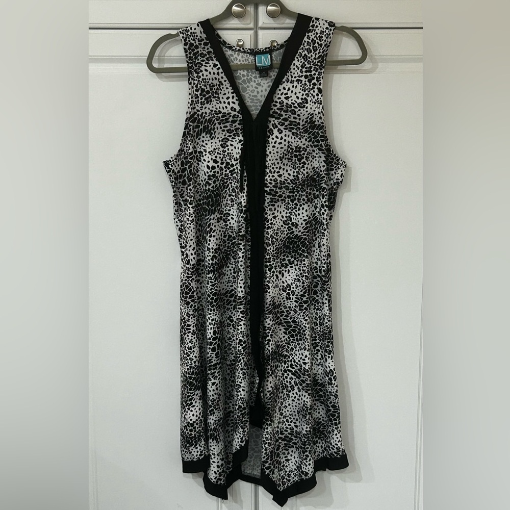 LM Beach Animal Print Pullover Swim Cover Up Tunic L